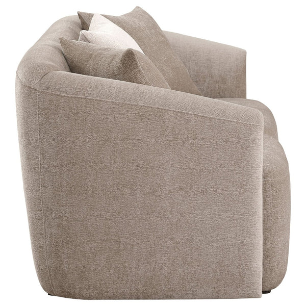 English Elm Silvana Rolled Arm Loveseat with Plush Foam Cushions in Neutral Woven Fabric B062P451816