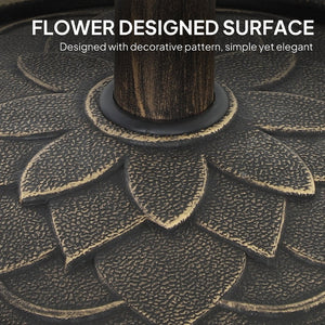 English Elm Umbrella Stand Resin Concrete Base with Lotus Relief Bronze Finish for Patio Decks T3971P426487
