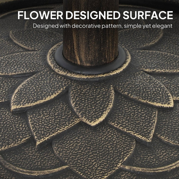 English Elm Umbrella Stand Resin Concrete Base with Lotus Relief Bronze Finish for Patio Decks T3971P426487