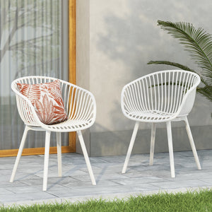 English Elm Christopher Knight Home® - Mykonos Weather-Resistant Outdoor Dining Chair Set of 2 with Durable Resin Frame and Perforated Design White N775P176700W
