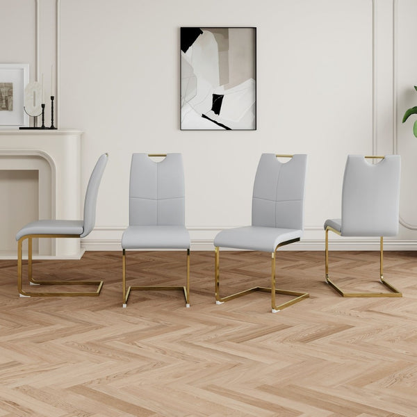 English Elm Modern Faux Leather Dining Side Chairs with Chrome Legs Ergonomic Set of 2 W210127296