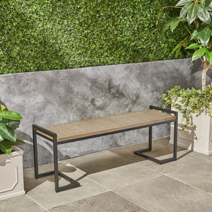 English Elm Christopher Knight Home® - HOPKINS Industrial Wood and Metal Bench with Acacia Wood Seat & Iron Frame, Handcrafted Accent Seating Grey 62621.00WTCGRYBLK