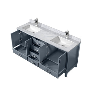 English Elm Dark Grey 72 in Double Bath Vanity with Carrara Marble Top, Soft-Close Drawers, Chrome Faucet Set and Ample Storage B2731P259102