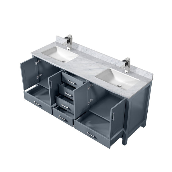 English Elm Dark Grey 72 in Double Bath Vanity with Carrara Marble Top, Soft-Close Drawers, Chrome Faucet Set and Ample Storage B2731P259102