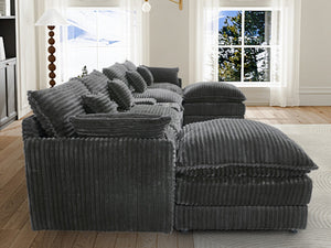 English Elm 145-inch Seven Piece Modular Cloud Sofa with Woolen Upholstery for Spacious Living Light Gray W2564S00038