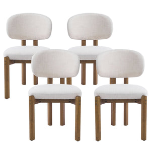 English Elm Christopher Knight Home® - Beige Mid-Century Dining Chairs Set Of 4 - Stylish Walnut Frame, Ergonomic Comfort, Versatile Design N768P341563W_4