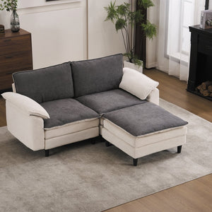 English Elm 70.87" Chenille Modular Cloud Sectional with Ottoman Deep Plush Seating for Living Rooms W5029S00001