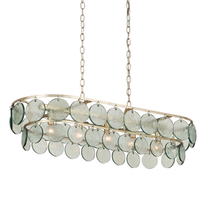 Settat Chandelier - Contemporary Silver Leaf Design with Recycled Glass Discs for Elegant Spaces
