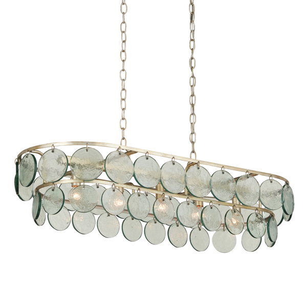 Settat Chandelier - Contemporary Silver Leaf Design with Recycled Glass Discs for Elegant Spaces