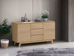 English Elm Kasem Oak Finish Server with Felt-Lined Drawer, Safety Stop, Spacious Shelf & Durable Oak Veneer Finish B2726P246305