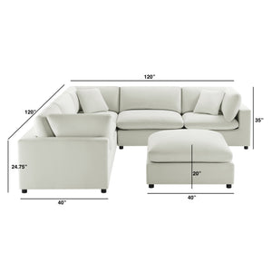 English Elm Caylie Modular 6-Piece Sectional In Ivory - Versatile Comfort, Family-Friendly, Plush Seating Solution B050S00030