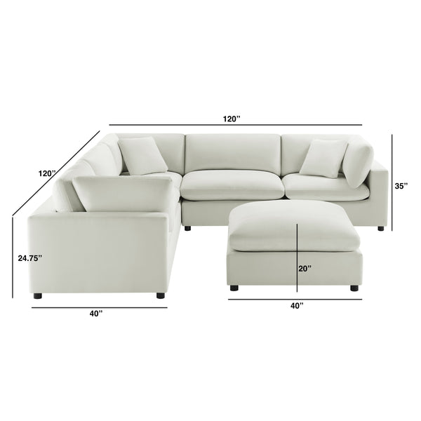 English Elm Caylie Modular 6-Piece Sectional In Ivory - Versatile Comfort, Family-Friendly, Plush Seating Solution B050S00030