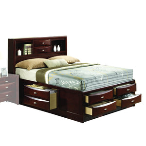 English Elm Ireland Queen Storage Bed Espresso Bookcase Headboard Eight Drawers Bedroom B2726S00584