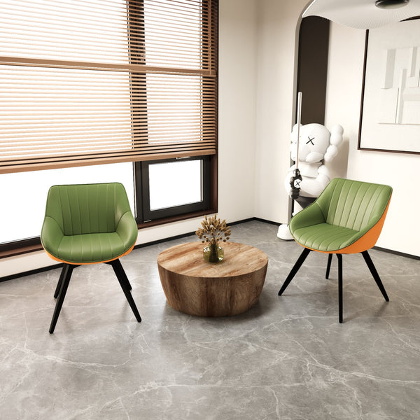 English Elm 29.53" Mid-Century Modern Coffee Table Set With 2 Pu Chairs For Stylish Living & Dining Spaces W2189S00505