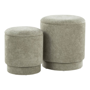 English Elm Marla Upholstered Ottoman Set by LumiSource — Contemporary Storage Seating Duo with Removable Lids and Plush Foam Comfort Green B202P223742