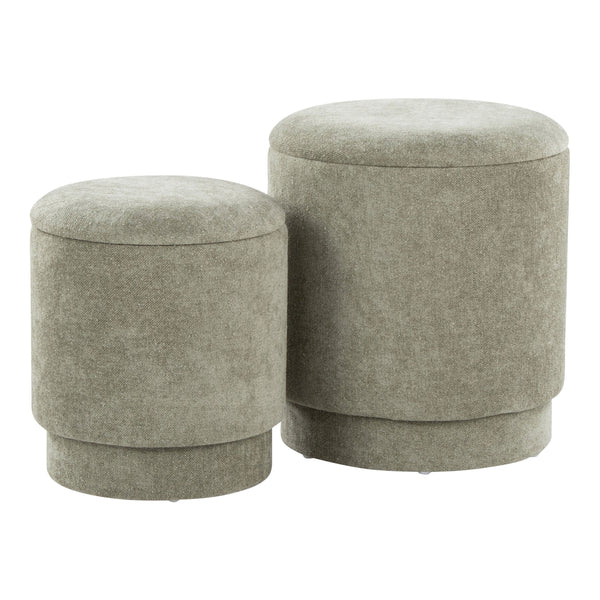 English Elm Marla Upholstered Ottoman Set by LumiSource — Contemporary Storage Seating Duo with Removable Lids and Plush Foam Comfort Green B202P223742