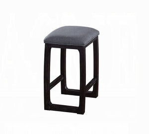 English Elm 1pc Counter Height Stool Padded Seat Cushion Rustic Espresso Wood Square Stool with Footrest, Versatile PMID B2741P330121