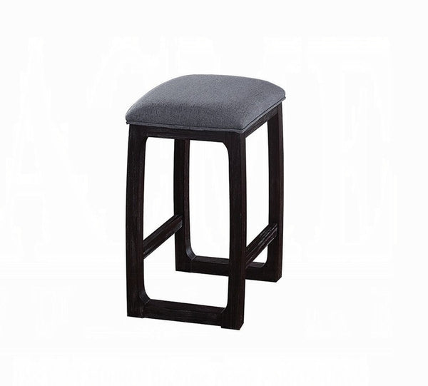 English Elm 1pc Counter Height Stool Padded Seat Cushion Rustic Espresso Wood Square Stool with Footrest, Versatile PMID B2741P330121