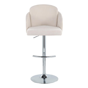 English Elm Fixed-height Swivel Counter Stools with Faux Leather Seats and Chrome Footrest Set of 2 Cream B202S02174