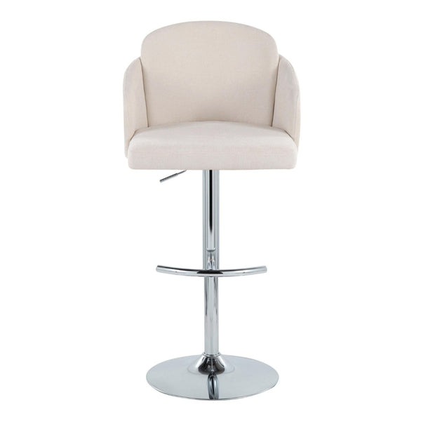 English Elm Fixed-height Swivel Counter Stools with Faux Leather Seats and Chrome Footrest Set of 2 Cream B202S02174