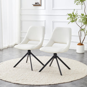 English Elm Dining Chairs Set Of 2 - Elegant Swivel Design With Scratch-Resistant Leather & Metal Frame, White W3493P347179