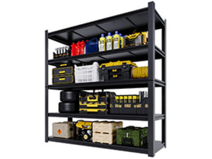 English Elm 59" Wide Black Metal Shelving Unit with Removable Dividers for Garage or Office T3625P455779