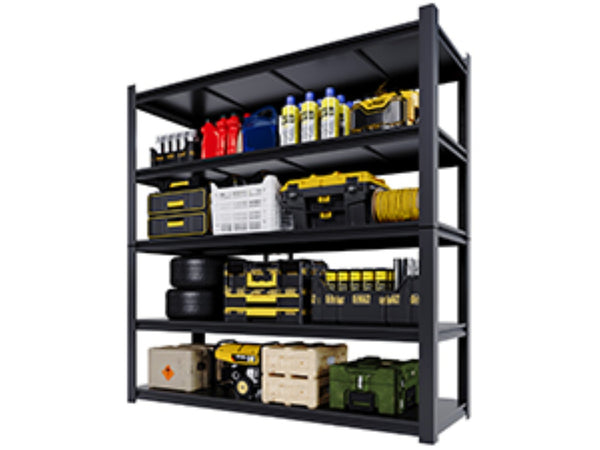 English Elm 59" Wide Black Metal Shelving Unit with Removable Dividers for Garage or Office T3625P455779