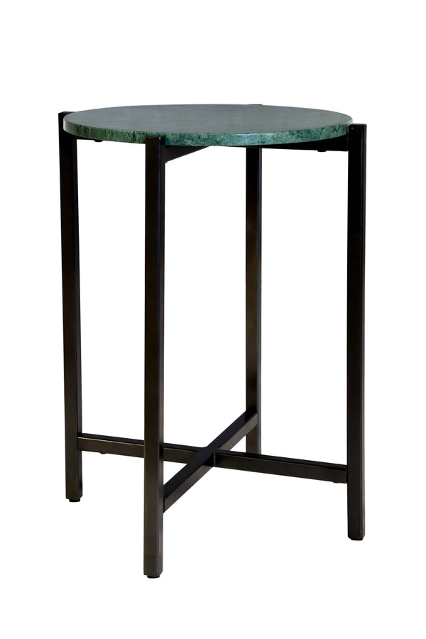 English Elm Marble Side Table - Elegant Green Marble Design With Durable Metal Frame For Modern Living Spaces B346P320736