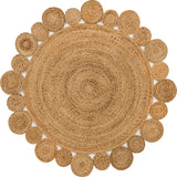 Unique Loom Braided Jute Gauri Hand Braided Bohemian Rug Natural,  6' 1" x 6' 1"