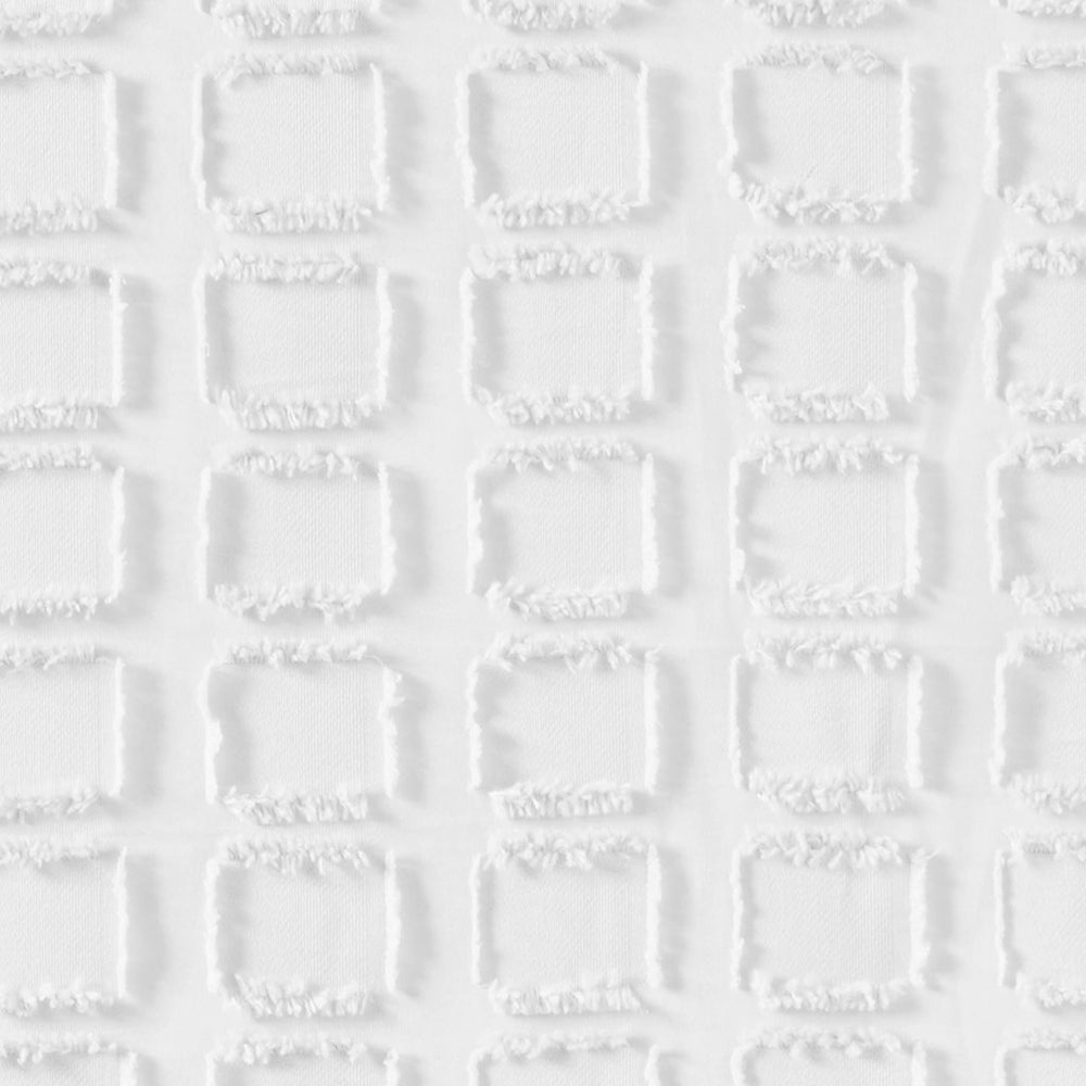 JLA Home Madison Park - Woven Textured Shower Curtain with Clipped Square Weave, Machine Washable, Durable 72x72 Inches White MP70-6707