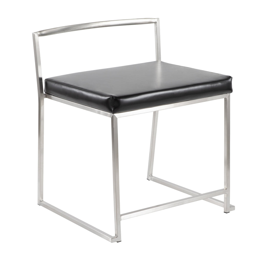 English Elm Fuji Extra-Wide Stackable Dining Chairs in Black Faux Leather by LumiSource - Modern Comfort Set of 2 B202P223536