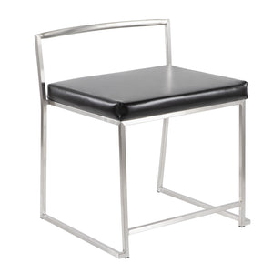 English Elm Fuji Extra-Wide Stackable Dining Chairs in Black Faux Leather by LumiSource - Modern Comfort Set of 2 B202P223536