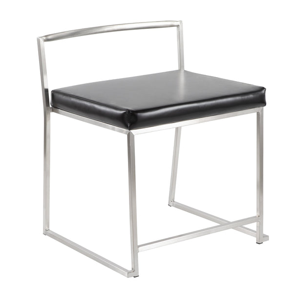 English Elm Fuji Extra-Wide Stackable Dining Chairs in Black Faux Leather by LumiSource - Modern Comfort Set of 2 B202P223536