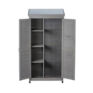 English Elm Outdoor Cedar Wood Vertical Storage Shed with Metal Roof for Garden Tools W2640P262538