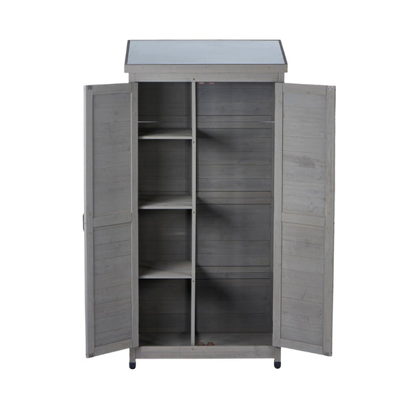 English Elm Outdoor Cedar Wood Vertical Storage Shed with Metal Roof for Garden Tools W2640P262538