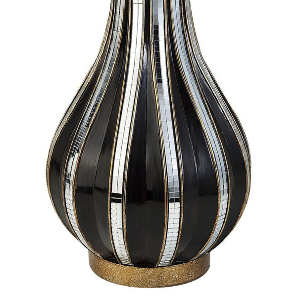 English Elm 16.25" Polyresin Floor Vase with Mosaic Glass Stripes and Gold Lacquer Bands B072115826