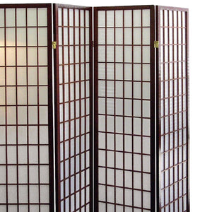 English Elm 70" Tall 4-Panel Screen - Elegant Japanese Room Divider With Cherry Finish For Stylish Privacy Solutions B072115971