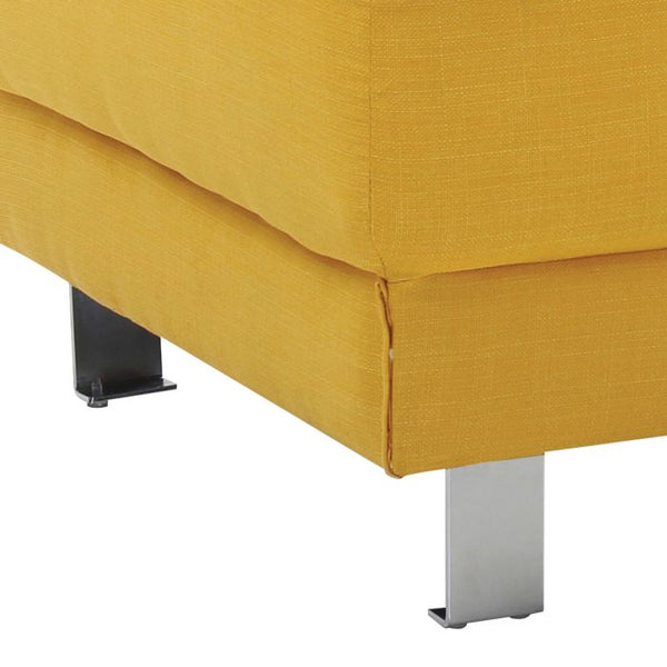 English Elm Contemporary Yellow Fabric Ottoman 16"H x 57"W x 28"D — Bright Versatile Seating, Footrest, No Assembly Needed B078108246