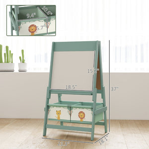 English Elm Kids Double Sided Art Easel Chalkboard Whiteboard with Storage Boxes for Young Artists T3971P441917