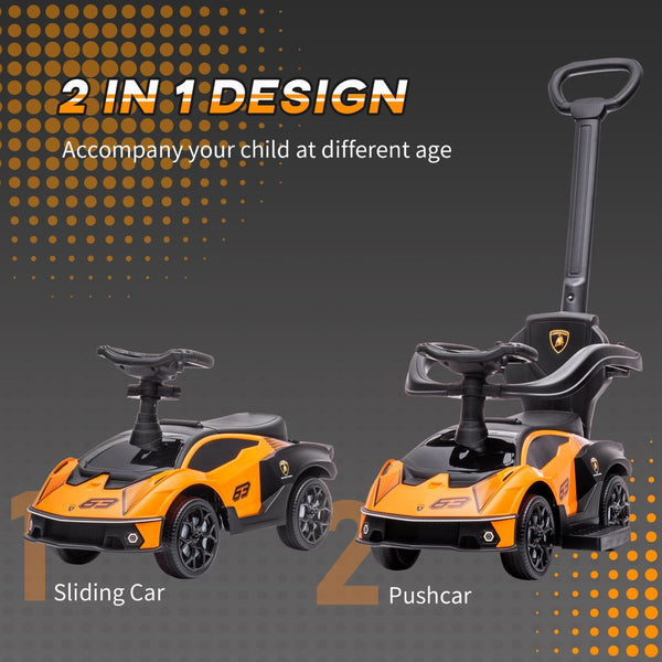 English Elm Aosom Licensed Lamborghini Toddler Ride on Push Car with Horn Storage Steering W2225P217705