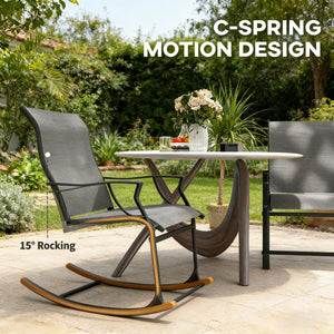 English Elm Outdoor Mesh Patio Dining Chairs Set of 2 with C-spring Rocking Motion Gray Frame T3971P444906