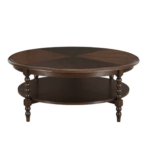 JLA Home Martha Stewart - Round Philippe Coffee Table by Martha Stewart in Morocco Brown with Lower Shelf, Turned Legs, Durable Craftsmanship MT120-1202