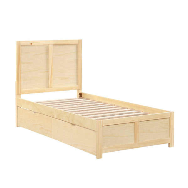 English Elm Contemporary Natural Pine Twin Bed Tall Headboard Slat Support Farmhouse Bedroom Frame B011S02460
