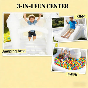 English Elm Outdoor Inflatable Bounce House 3 in 1 Trampoline Slide Ball Pit Kids Play T3971P486597