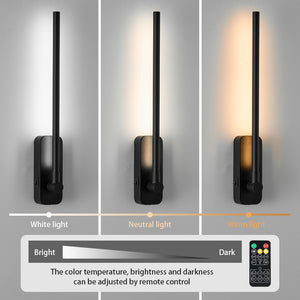 English Elm Rechargeable Magnetic LED Wall Lights 2-Pack with Remote, Dimmable 3CCT Timer Anti-Rust Black W2312P374960