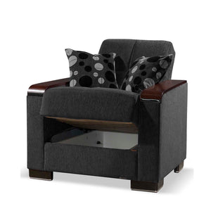 English Elm PrimeNest ZenAero Convertible Upholstered Armchair with Storage, Grey Chenille Sleeper, Compact Elegance B030P286212