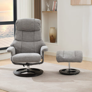 English Elm 010-Ergonomic Recliner Chair with Ottoman — 360° Swivel Lounge, Chenille Comfort, Heated Seat, Massage, Adjustable Backrest Grey W2636P262448