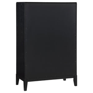 English Elm Black Fluted California King Bedroom Set with Wire-brushed Finish and Golden Hardware B062S01839