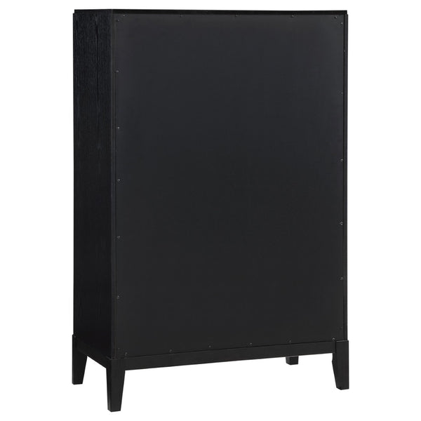 English Elm Black Fluted California King Bedroom Set with Wire-brushed Finish and Golden Hardware B062S01839