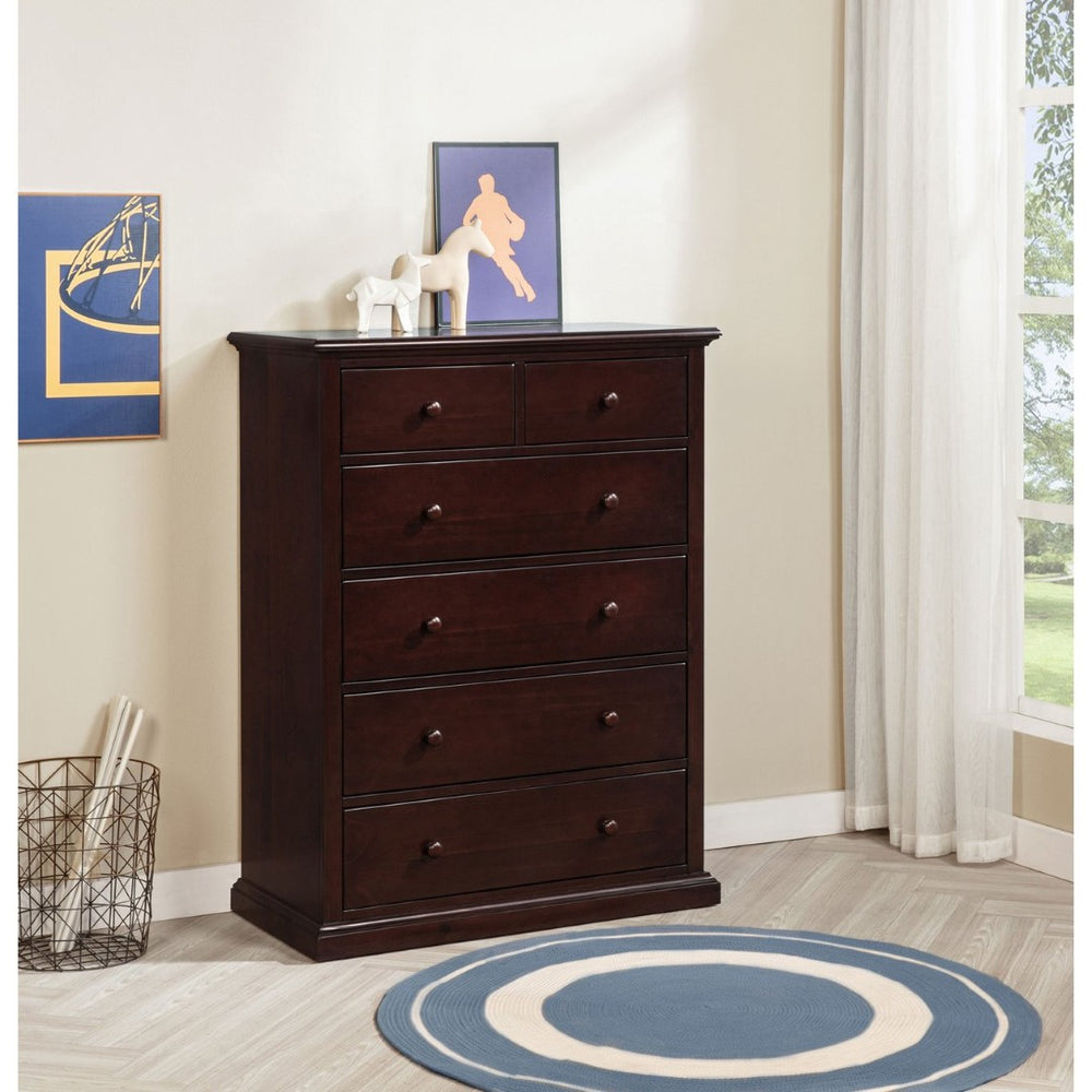 English Elm Anzio Six Drawer Chest Warm Wood Finish Bedroom Storage with Round Knob Hardware Cappuccino B062P451785